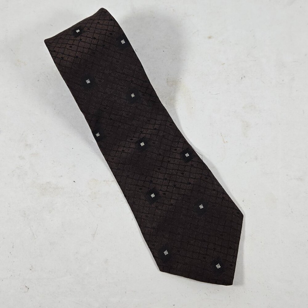 Vintage Botany 500 Men's Necktie Tie Brown Geometric Shape Polyester/Silk